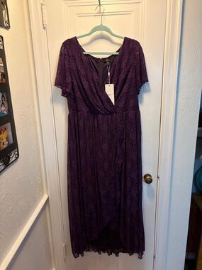 Deep Purple Lace Maxi Dress